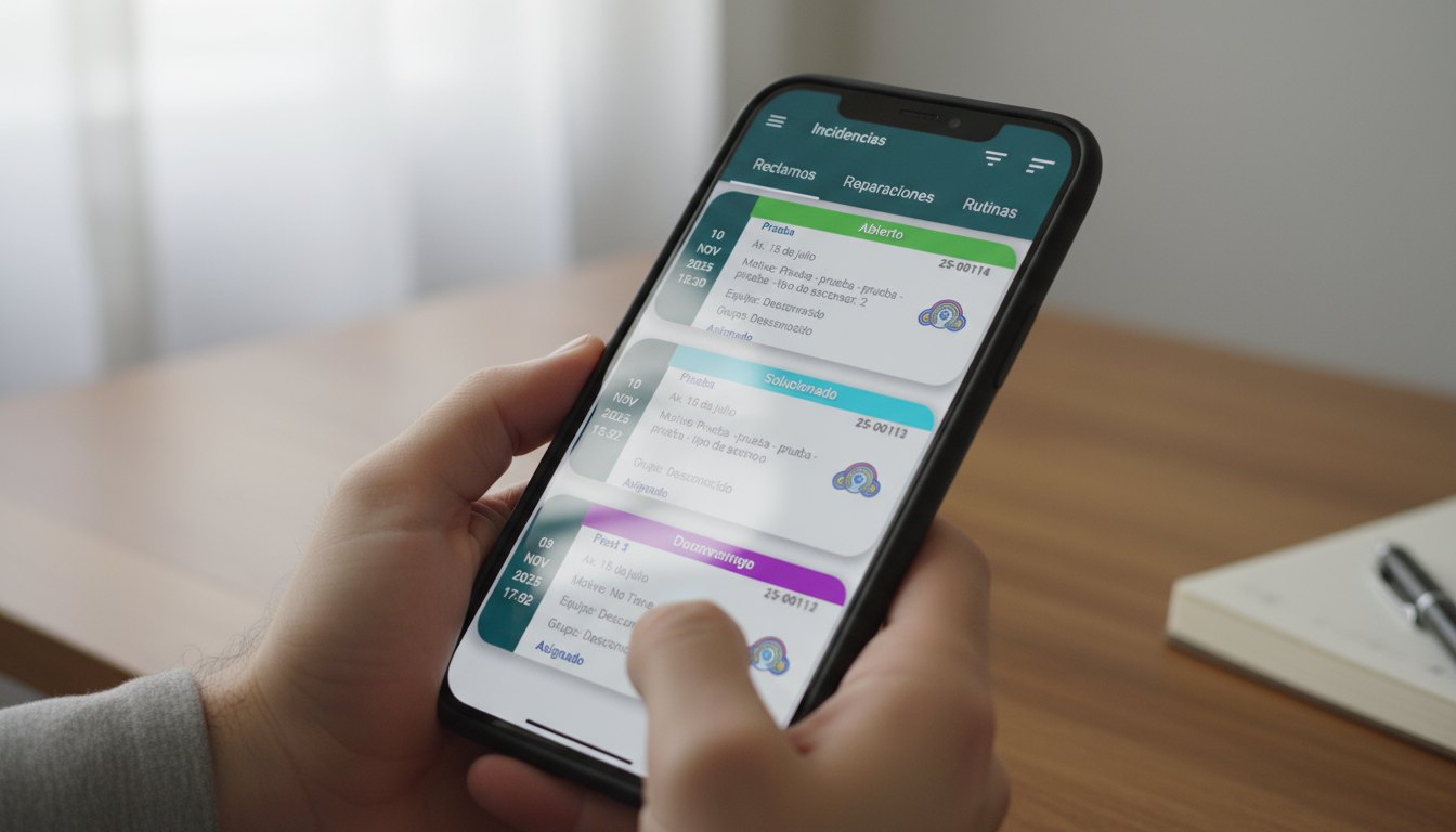 Técnico usando la app Kineo en su celular